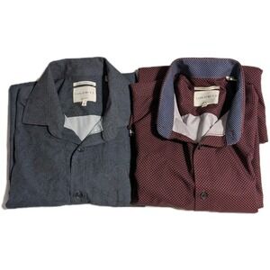 CON.STRUCT Men's L Slim Fit Dress Shirt Bundle 2-Pack Stretch Paisley + Micro...